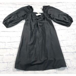 LOFT WOMENS SIZE M Black Knotted Long Sleeve Swing Dress